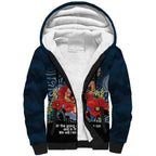 Custom Blues Football ANZAC Sherpa Hoodie Gallipoli Camouflage With Poppies