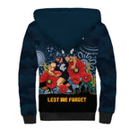 Custom Blues Football ANZAC Sherpa Hoodie Gallipoli Camouflage With Poppies