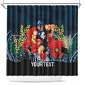 Custom Blues Football ANZAC Shower Curtain Gallipoli Camouflage With Poppies