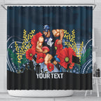 Custom Blues Football ANZAC Shower Curtain Gallipoli Camouflage With Poppies