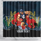 Custom Blues Football ANZAC Shower Curtain Gallipoli Camouflage With Poppies