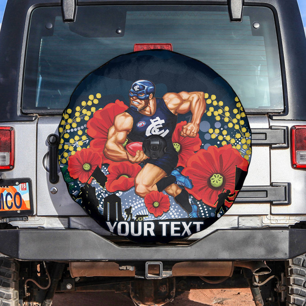 Custom Blues Football ANZAC Spare Tire Cover Gallipoli Camouflage With Poppies
