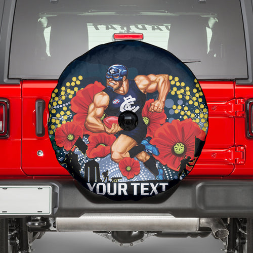 Custom Blues Football ANZAC Spare Tire Cover Gallipoli Camouflage With Poppies