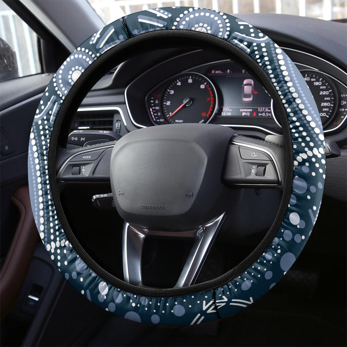 Blues Football ANZAC Steering Wheel Cover Gallipoli Camouflage With Poppies