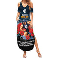Custom Blues Football ANZAC Summer Maxi Dress Gallipoli Camouflage With Poppies