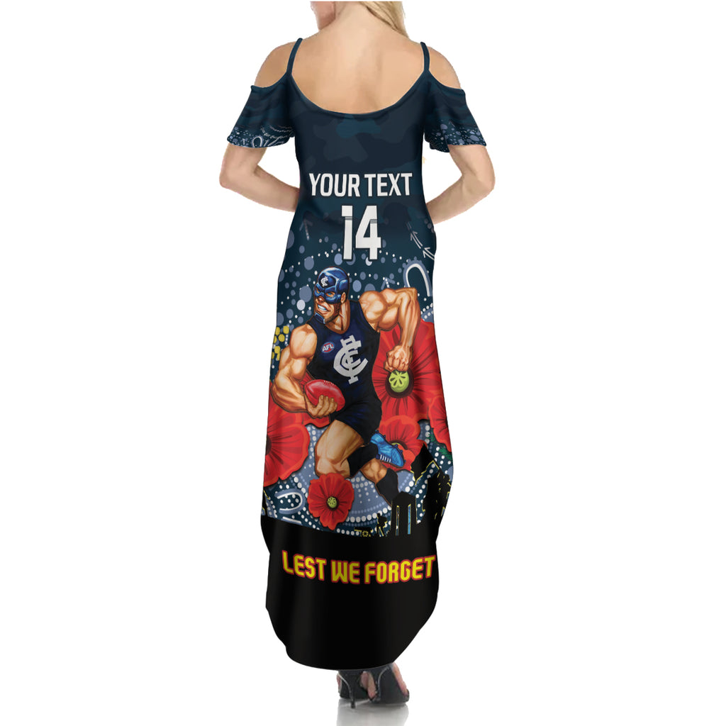 Custom Blues Football ANZAC Summer Maxi Dress Gallipoli Camouflage With Poppies