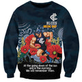 Custom Blues Football ANZAC Sweatshirt Gallipoli Camouflage With Poppies