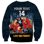 Custom Blues Football ANZAC Sweatshirt Gallipoli Camouflage With Poppies
