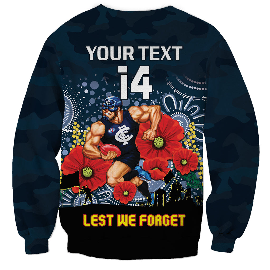 Custom Blues Football ANZAC Sweatshirt Gallipoli Camouflage With Poppies