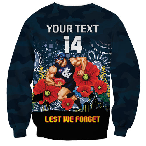 Custom Blues Football ANZAC Sweatshirt Gallipoli Camouflage With Poppies