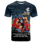 Custom Blues Football ANZAC T Shirt Gallipoli Camouflage With Poppies