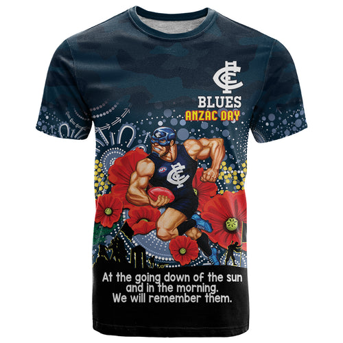 Custom Blues Football ANZAC T Shirt Gallipoli Camouflage With Poppies