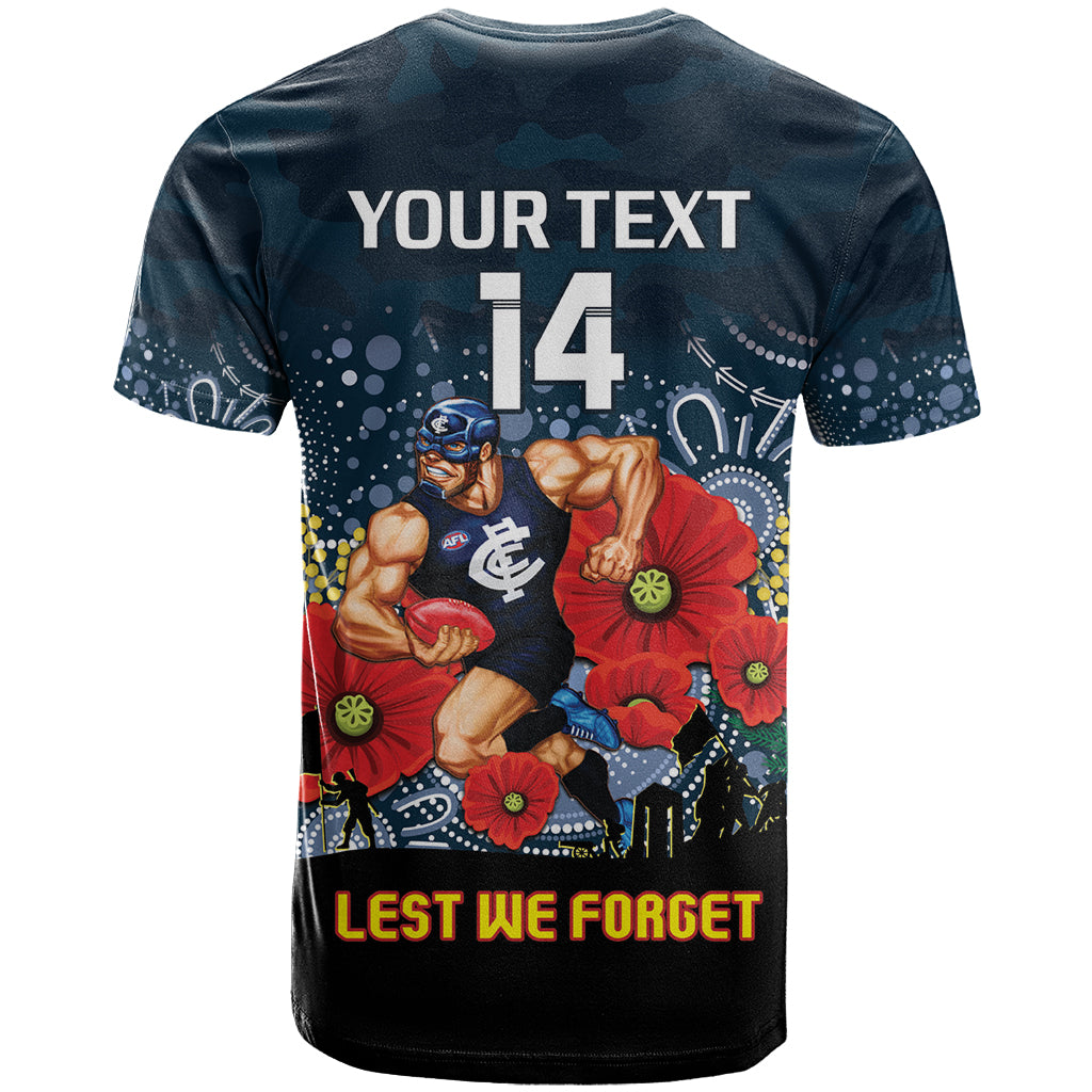 Custom Blues Football ANZAC T Shirt Gallipoli Camouflage With Poppies