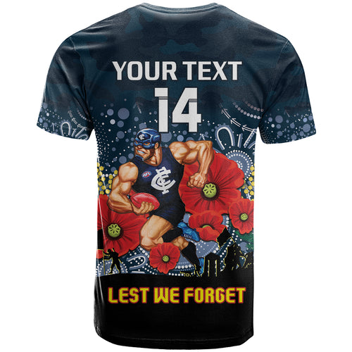 Custom Blues Football ANZAC T Shirt Gallipoli Camouflage With Poppies