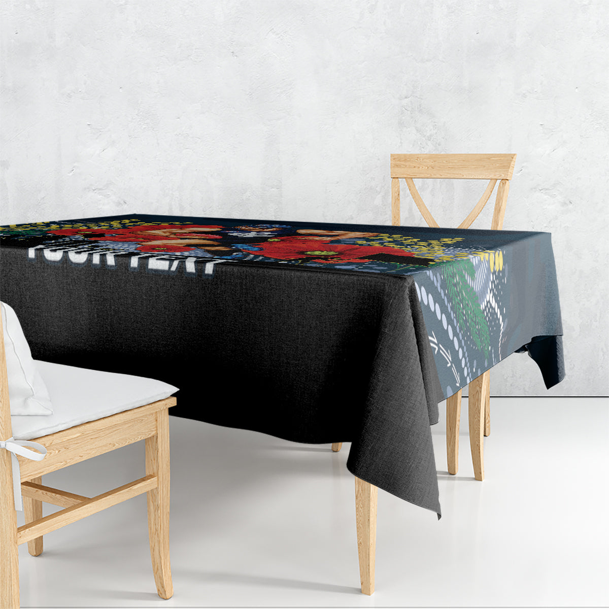 Custom Blues Football ANZAC Tablecloth Gallipoli Camouflage With Poppies