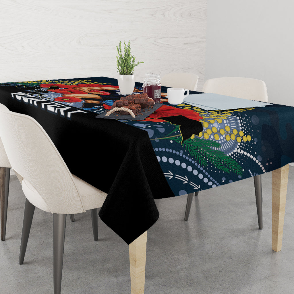 Custom Blues Football ANZAC Tablecloth Gallipoli Camouflage With Poppies