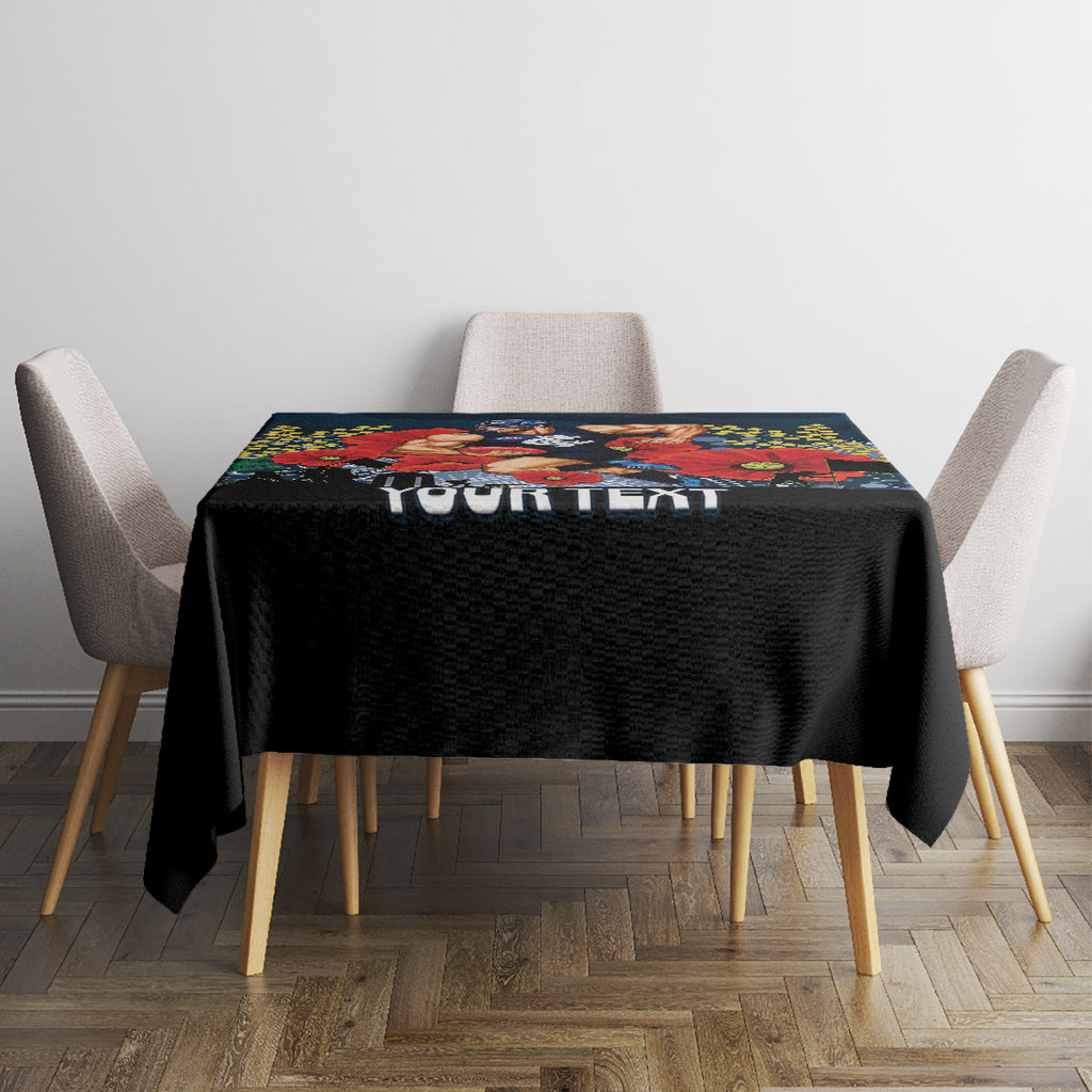 Custom Blues Football ANZAC Tablecloth Gallipoli Camouflage With Poppies