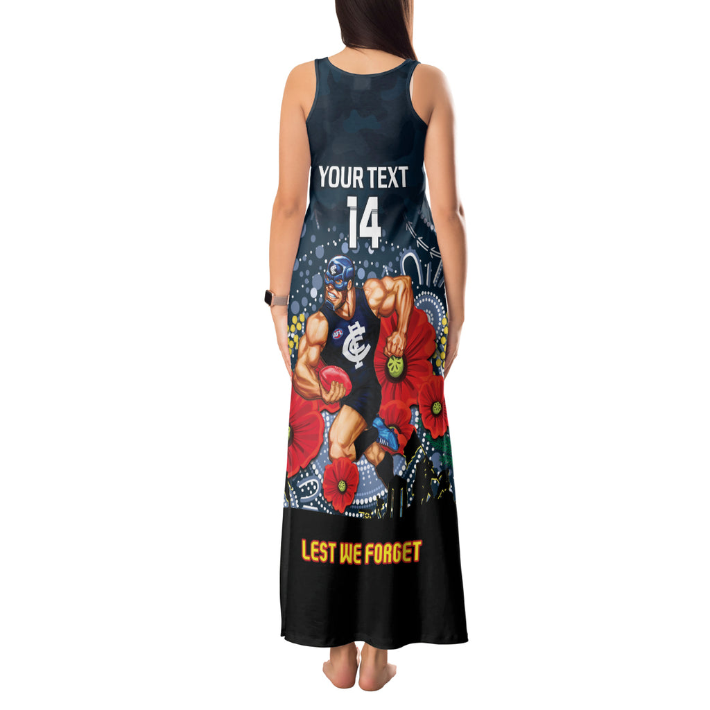 Custom Blues Football ANZAC Tank Maxi Dress Gallipoli Camouflage With Poppies