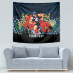 Custom Blues Football ANZAC Tapestry Gallipoli Camouflage With Poppies