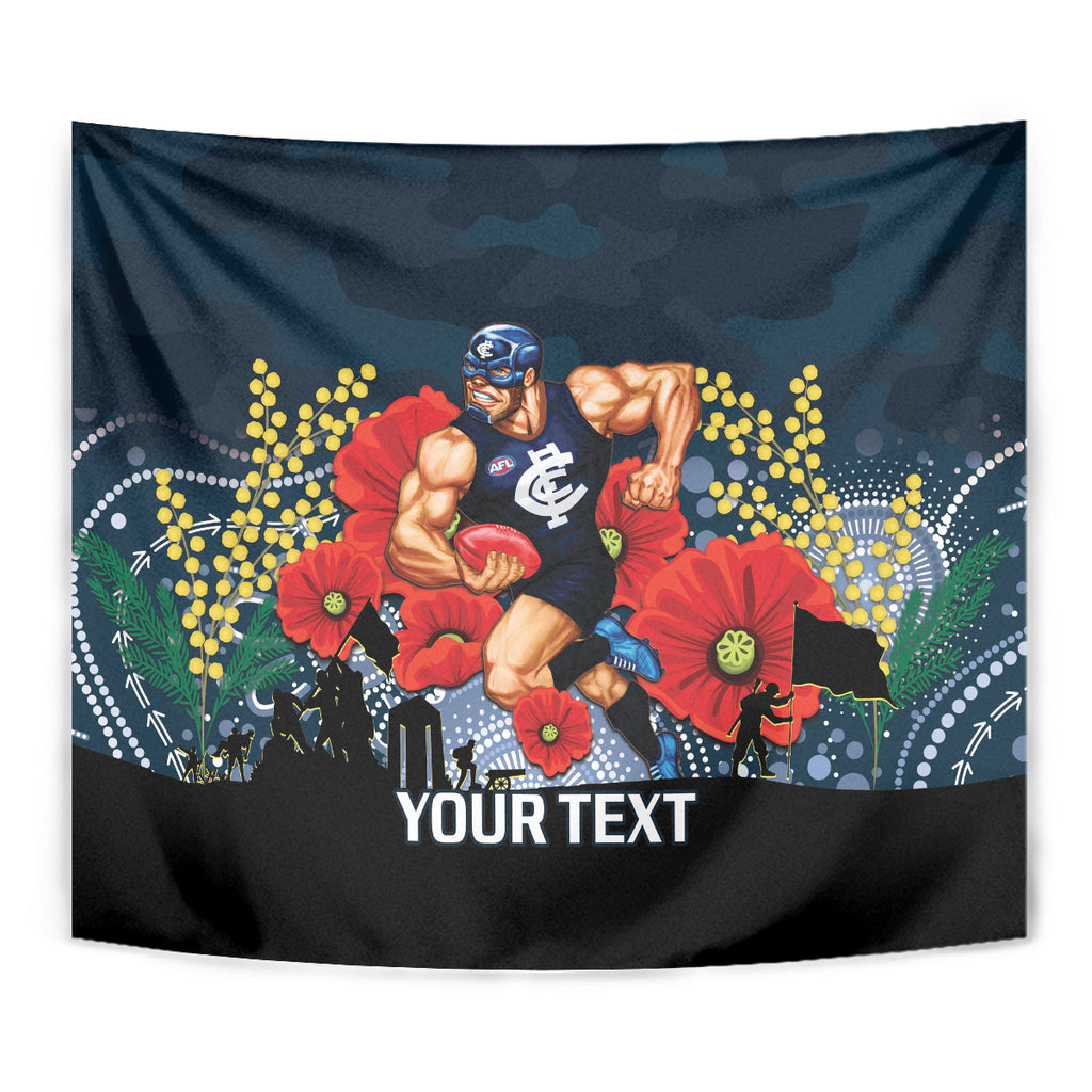 Custom Blues Football ANZAC Tapestry Gallipoli Camouflage With Poppies
