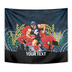 Custom Blues Football ANZAC Tapestry Gallipoli Camouflage With Poppies