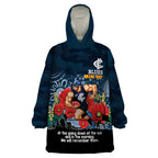 Custom Blues Football ANZAC Wearable Blanket Hoodie Gallipoli Camouflage With Poppies