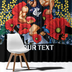 Custom Blues Football ANZAC Window Curtain Gallipoli Camouflage With Poppies