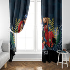 Custom Blues Football ANZAC Window Curtain Gallipoli Camouflage With Poppies