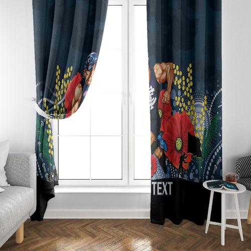 Custom Blues Football ANZAC Window Curtain Gallipoli Camouflage With Poppies