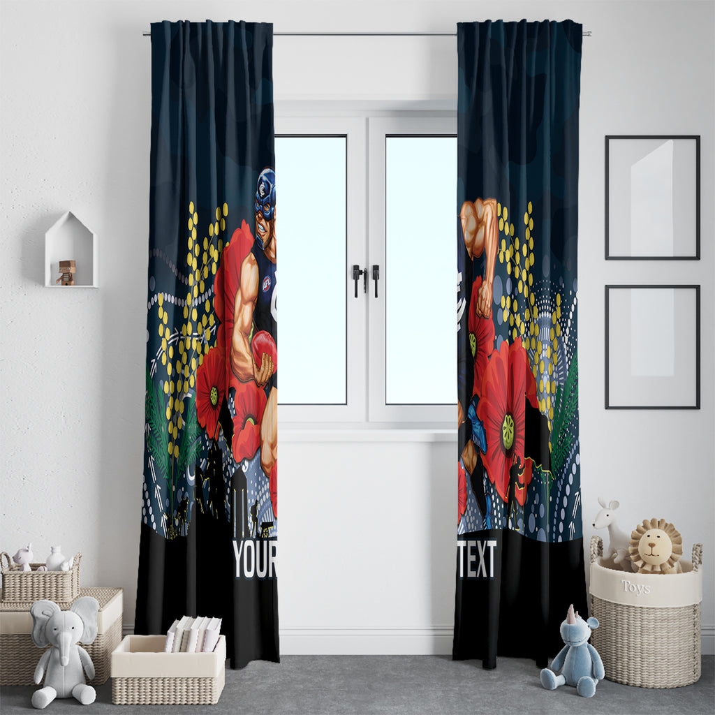 Custom Blues Football ANZAC Window Curtain Gallipoli Camouflage With Poppies