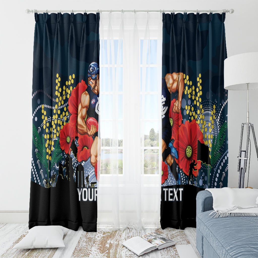 Custom Blues Football ANZAC Window Curtain Gallipoli Camouflage With Poppies