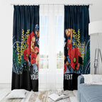 Custom Blues Football ANZAC Window Curtain Gallipoli Camouflage With Poppies
