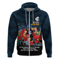 Custom Blues Football ANZAC Zip Hoodie Gallipoli Camouflage With Poppies