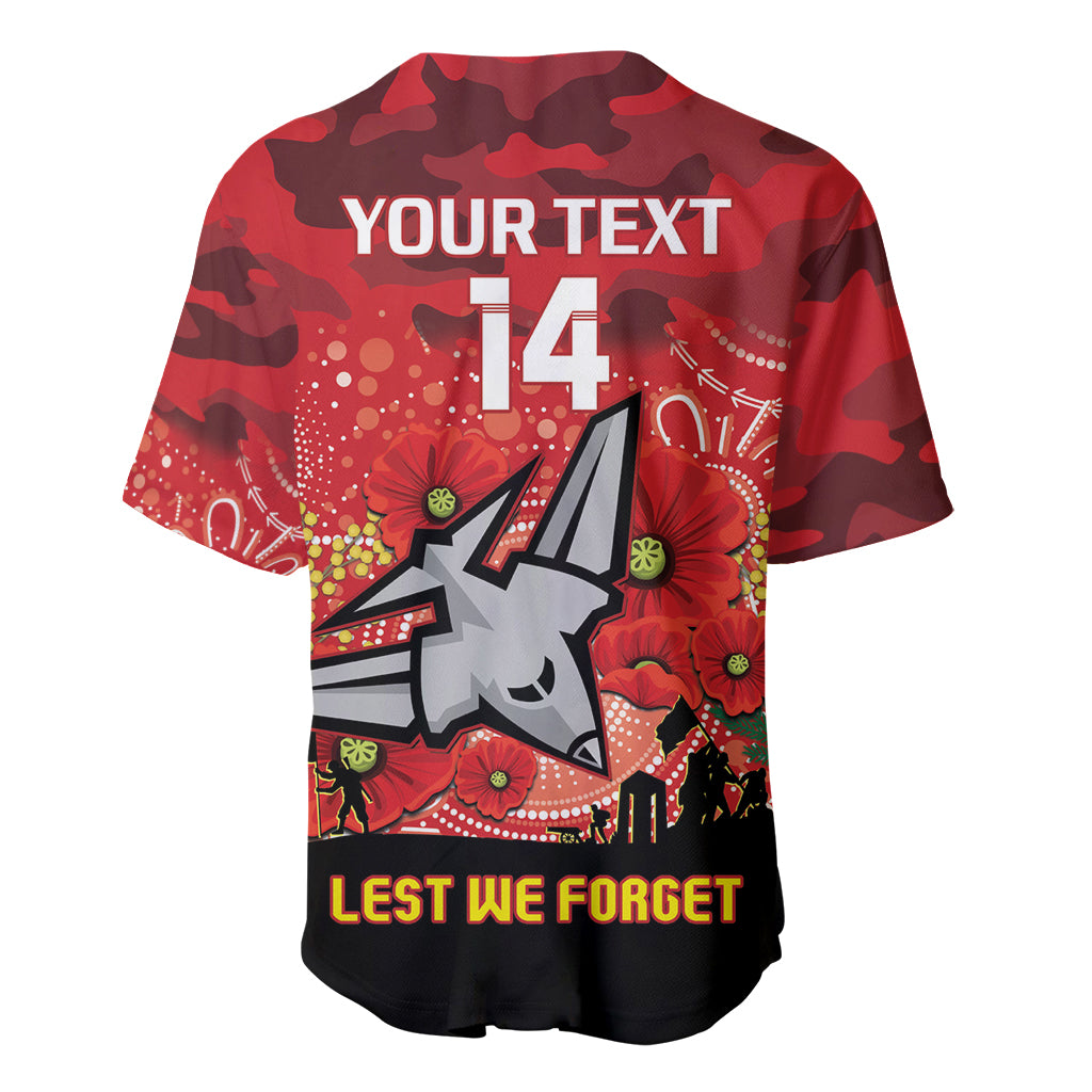 Custom Essendon Football ANZAC Baseball Jersey Gallipoli Camouflage With Poppies