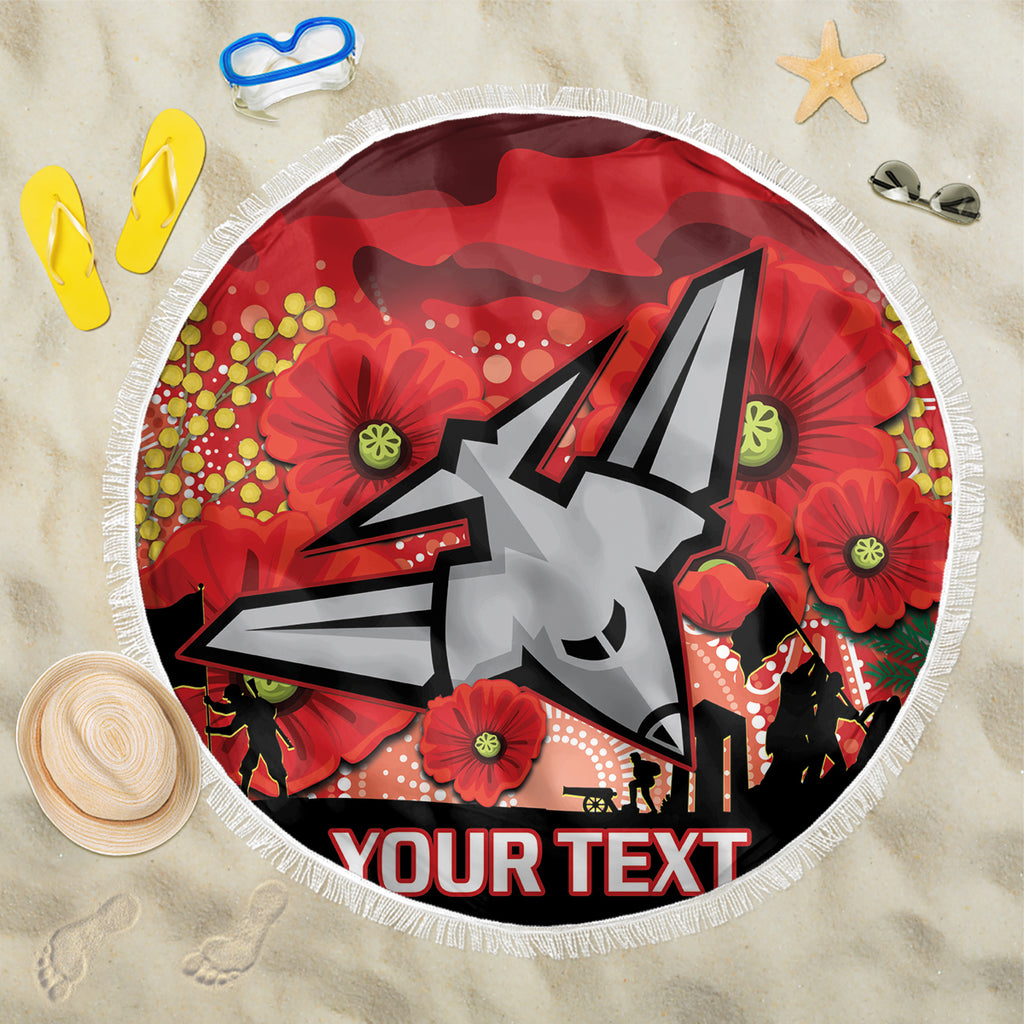Custom Essendon Football ANZAC Beach Blanket Gallipoli Camouflage With Poppies