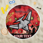 Custom Essendon Football ANZAC Beach Blanket Gallipoli Camouflage With Poppies