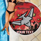 Custom Essendon Football ANZAC Beach Blanket Gallipoli Camouflage With Poppies