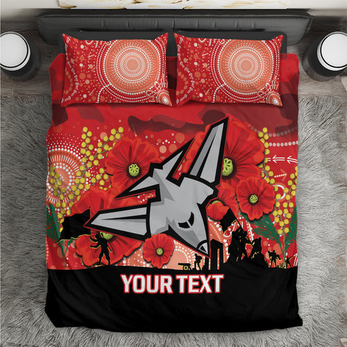 Custom Essendon Football ANZAC Bedding Set Gallipoli Camouflage With Poppies