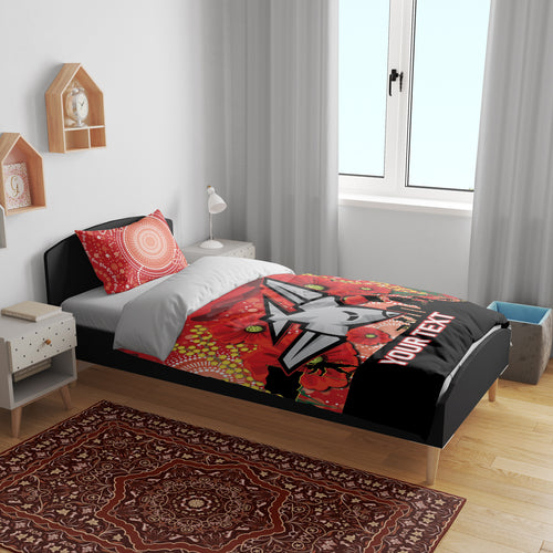 Custom Essendon Football ANZAC Bedding Set Gallipoli Camouflage With Poppies