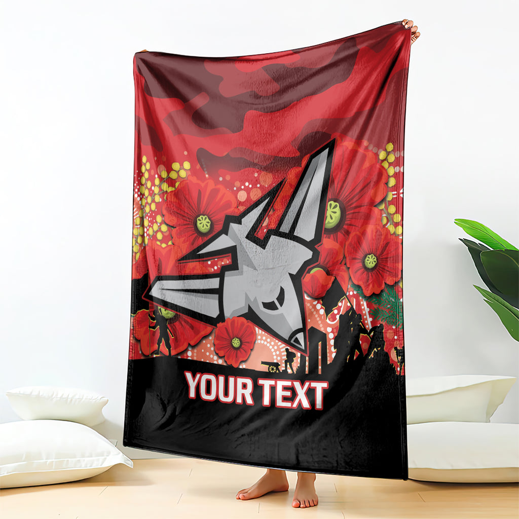 Custom Essendon Football ANZAC Blanket Gallipoli Camouflage With Poppies
