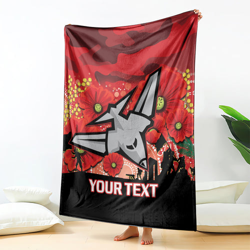 Custom Essendon Football ANZAC Blanket Gallipoli Camouflage With Poppies