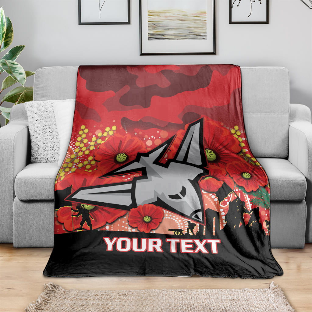 Custom Essendon Football ANZAC Blanket Gallipoli Camouflage With Poppies