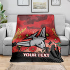 Custom Essendon Football ANZAC Blanket Gallipoli Camouflage With Poppies