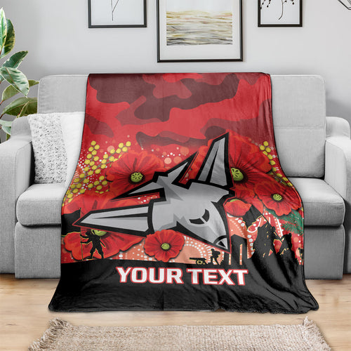 Custom Essendon Football ANZAC Blanket Gallipoli Camouflage With Poppies