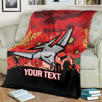 Custom Essendon Football ANZAC Blanket Gallipoli Camouflage With Poppies