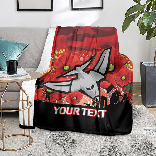 Custom Essendon Football ANZAC Blanket Gallipoli Camouflage With Poppies