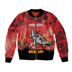 Custom Essendon Football ANZAC Bomber Jacket Gallipoli Camouflage With Poppies