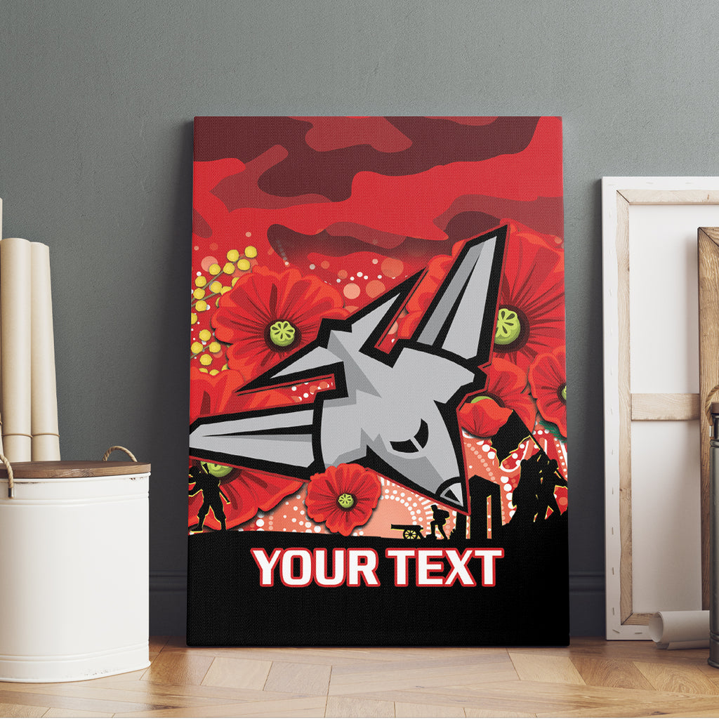 Custom Essendon Football ANZAC Canvas Wall Art Gallipoli Camouflage With Poppies