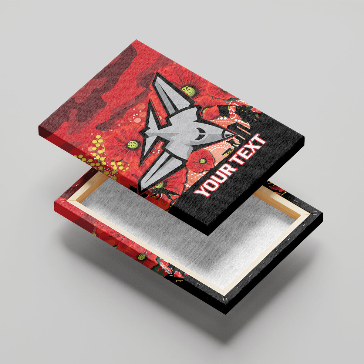 Custom Essendon Football ANZAC Canvas Wall Art Gallipoli Camouflage With Poppies