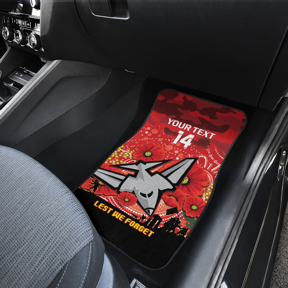 Custom Essendon Football ANZAC Car Mats Gallipoli Camouflage With Poppies
